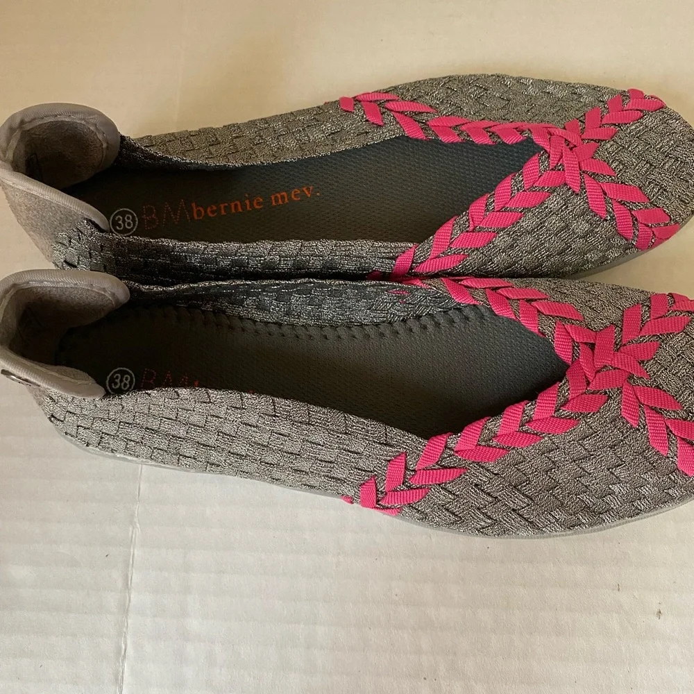 Bernie Mev Braided Catwalk Ballet Flats Gray Pink EU Size 38 (7.5)